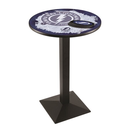 Holland Bar Stool Co 36" Blk Wrinkle Tampa Bay Lightning Pub Table, 36" dia. Top L217B3636TBLght-D2